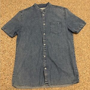 Denim button down shirt for men